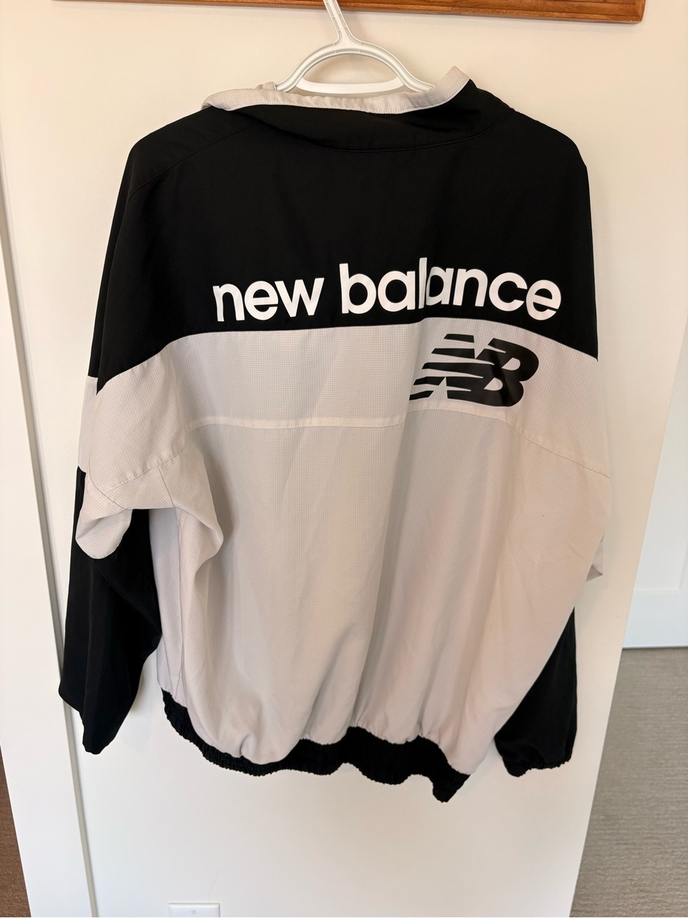 New Balance Black & White Half-Zip Windbreaker Pullover - Picture 2 of 6